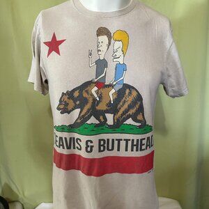 Beavis & Butthead California Bear Men's Brown T Shirt Medium